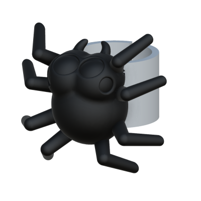 Anel branco com figura preta de aranha lisa