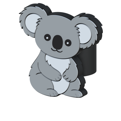 Figura decorativa de coala cinzento com tons claros