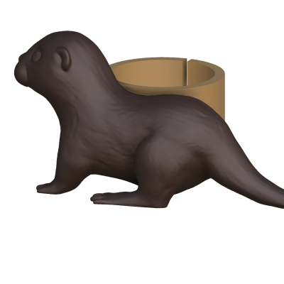 Anel com desenho de lontra marrom