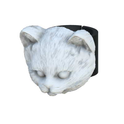 Anel de chefe de gato branco em base preta