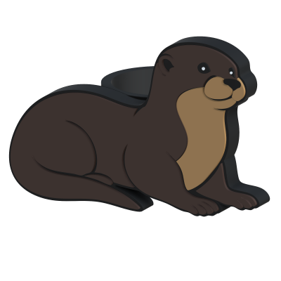 Vela em forma de lontra em cera preta e castanha