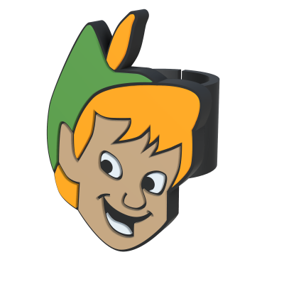 Anel preto com cabeça de Peter Pan em cores vivas