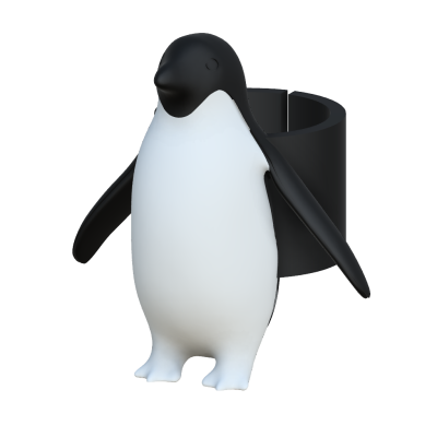 Anel de guardanapo em forma de pinguim preto e branco