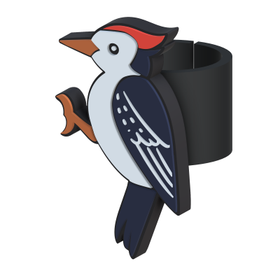 Anel com figura colorida de pica-pau