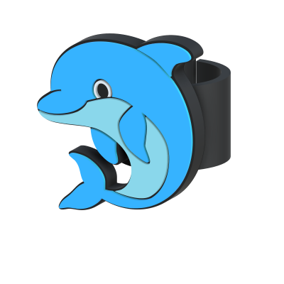 Anel ajustável com golfinho azul em material plástico