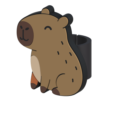 Anel ajustável com design de urso em borracha castanha e bege