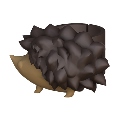 Anel formato ouriço castanho com texturas geométricas