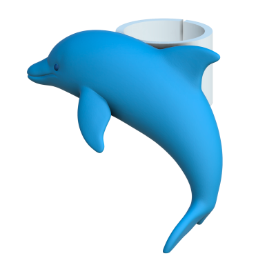 Anilha de porta branco com golfinho azul em relevo