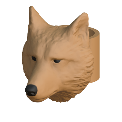 Suporte para fita adesiva com forma de cabeça de lobo