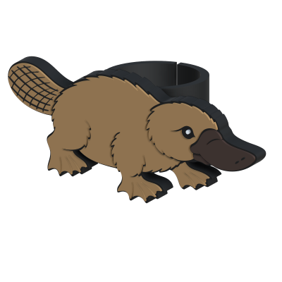 Anel preto com ornitorrinco em castanho e preto