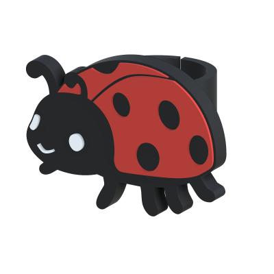 Anel ajustável em forma de joaninha vermelha e preta com olhos brancos