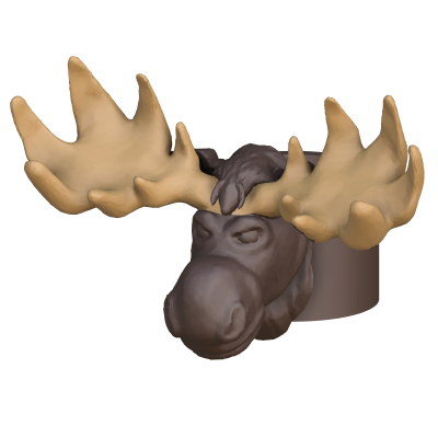 Máscara de alce castanha com grandes chifres bege