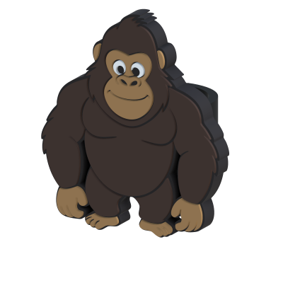 Figura decorativa de gorila castanho escuro e claro em formato 3D