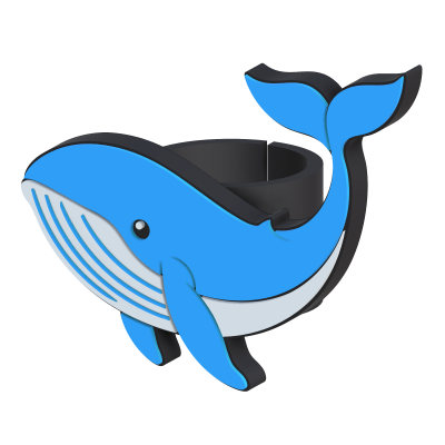Anel azul e preto com design de baleia