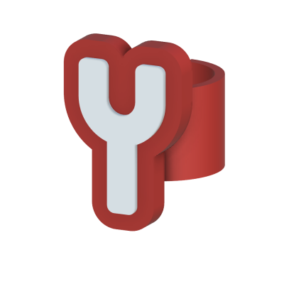 Anel vermelho com letra Y branca