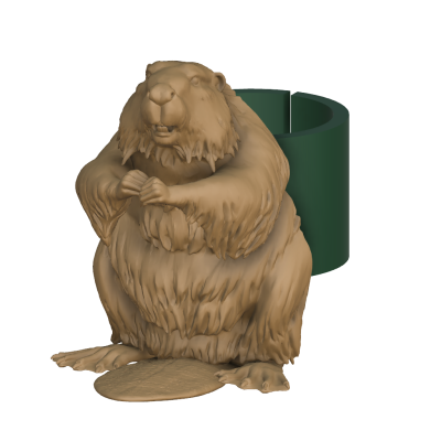 Suporte de copo castor castanho com anel verde