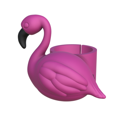 Argola para guardanapo formato flamingo rosa com bico preto