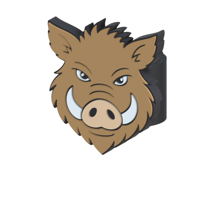 Anel com desenho 3D da cabeça de um javali castanho