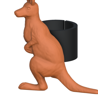 Anel para guardanapo preto com canguru castanho decorativo