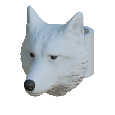 Anel branco com cabeça de urso polar detalhada