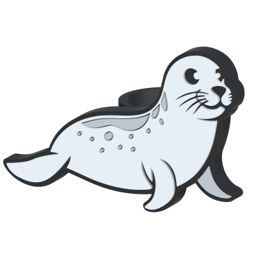 Figura de foca cinzenta clara em estilo desenho animado