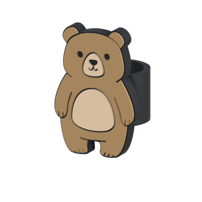 Suporte decorativo em forma de urso castanho de plástico