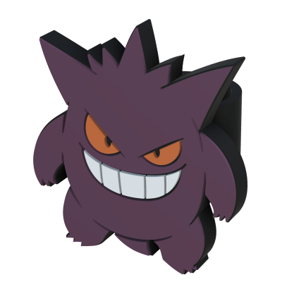 Figura 3D do Gengar do Pokémon com cor roxa e expressão sorridente