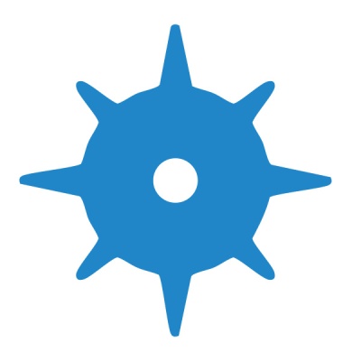 Figura azul com oito pontas e círculo central