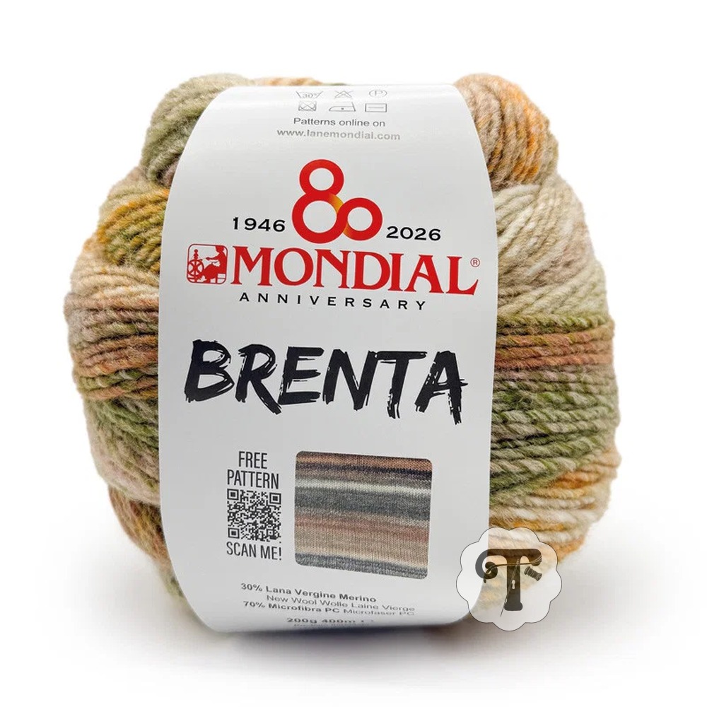 Brenta 636 Novelo de lã multicolorida BRENTA da Mondial com etiqueta e código QR