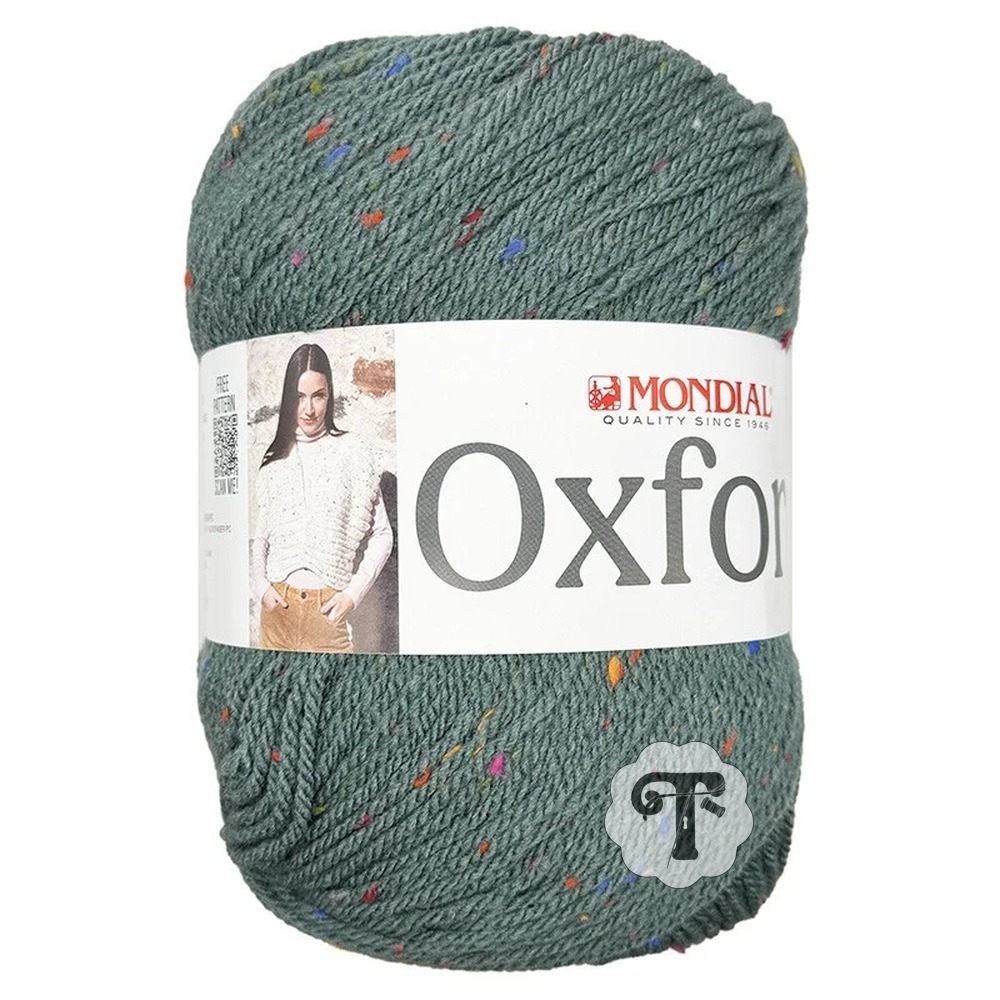 Oxford 574 Novelo de lã verde com pompons coloridos da Mondial Oxford