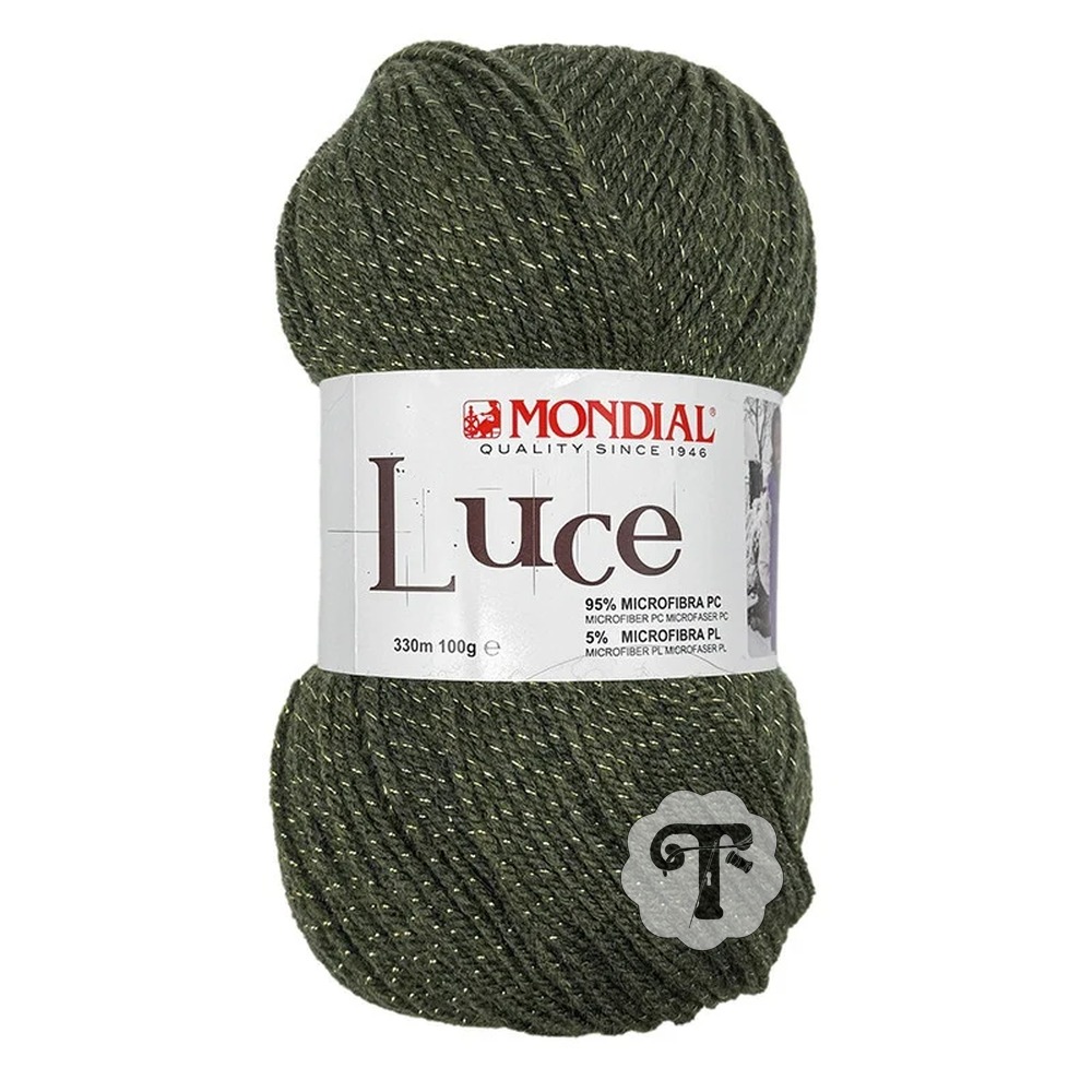 Luce 553 Novelo de lã verde escura com brilho dourado Mondial Luce
