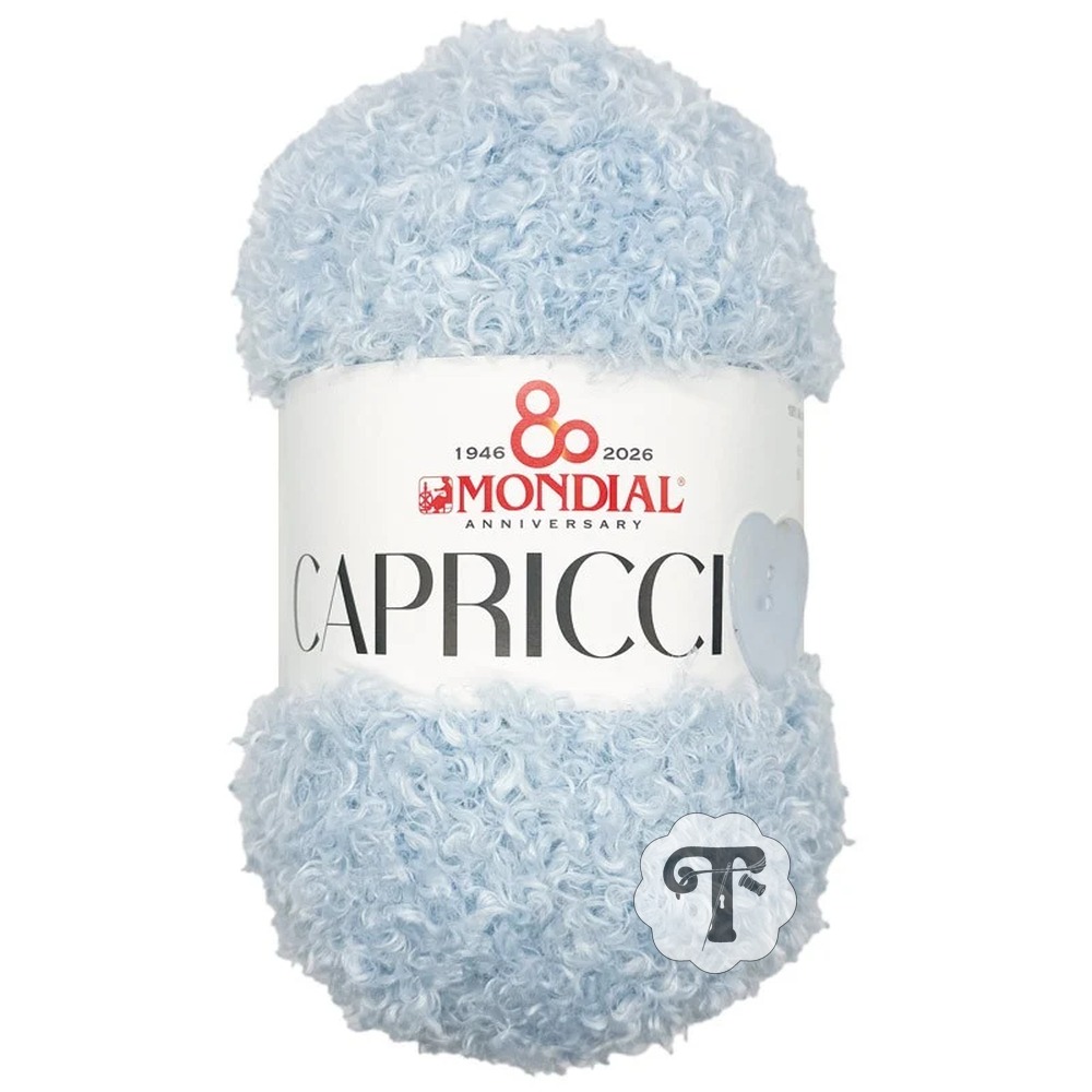 Capriccio 905 Novelo de lã azul claro com etiqueta da Mondial