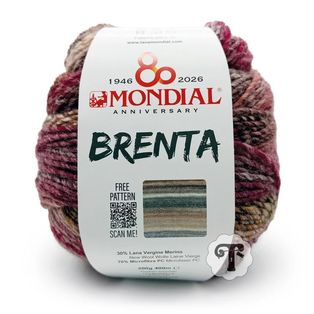 Brenta 639 Novelo de lã multicolorida com etiqueta branca da marca MONDIAL