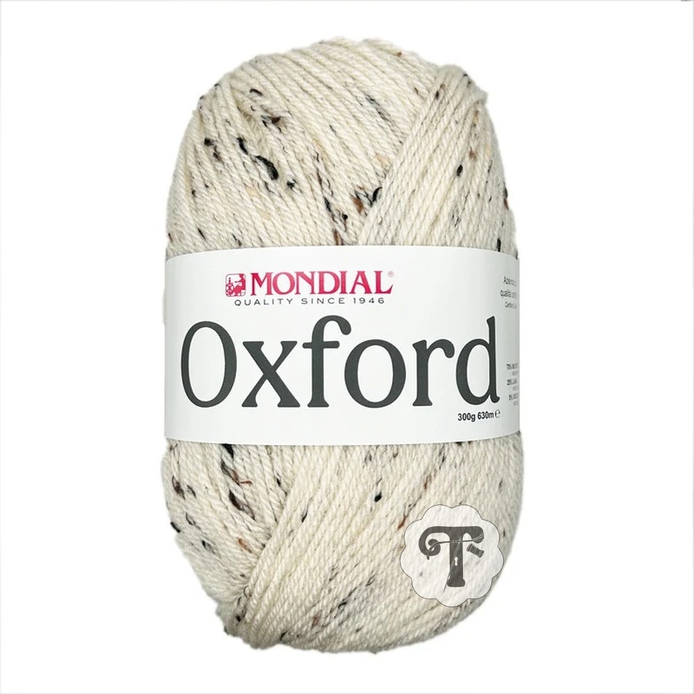Oxford 582 Novelo de lã branco com pintas castanhas e pretas da marca MONDIAL