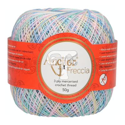 Novelo de linha de croché 3 fios mercerizada tons pastel com etiqueta vermelha Anchor Freccia