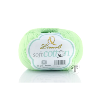 Novelo de fio de algodão verde claro Lincol com rótulo branco