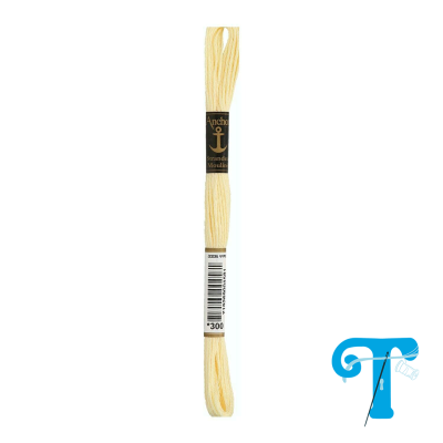 Linha de bordado Anchor cor creme com etiquetas e código de barras