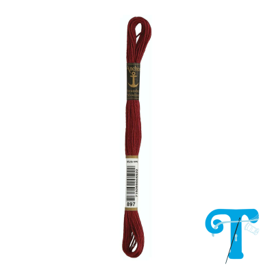 Skein de linha de bordar Anchor vinho com etiquetas e código de barras