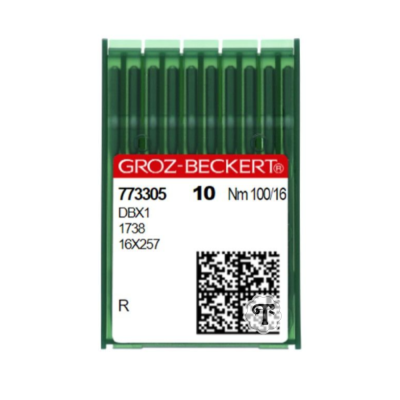 Conjunto de 10 agulhas para máquina de costura em caixa verde e branca