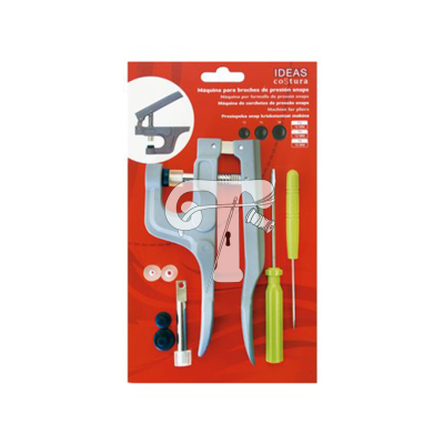 Máquina para pregar botões snap com acessórios em pacote vermelho