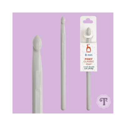 Agulha branca para crochê ou tricô PONY Classic 8 mm com embalagem