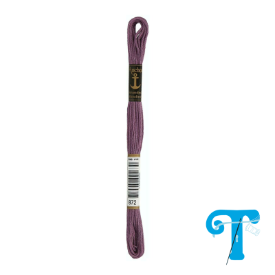 Linha de bordar lilás da marca Anchor com rótulo preto e dourado