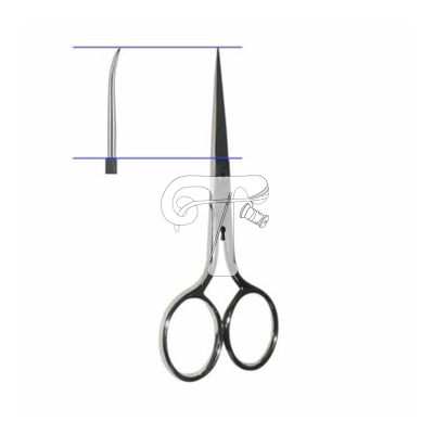 Tesoura pequena de aço inoxidável com lâmina curva adicional