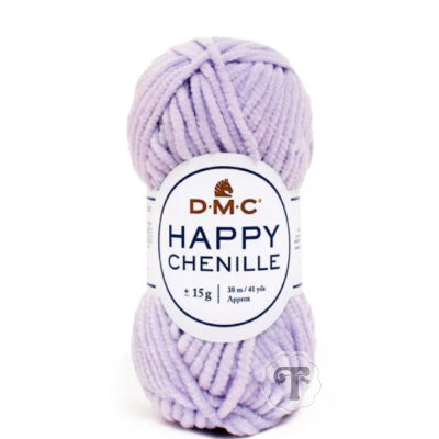Novelo de lã chenille lilás claro com etiqueta DMC Happy Chenille