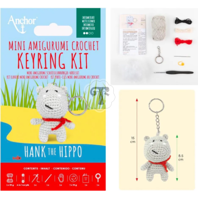 Kit de crochet para porta-chaves Anchor Mini Amigurumi com fio, agulha, enchimento e instruções