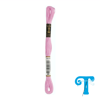 Linha de bordado rosa clara Anchor com rótulo e código de barras