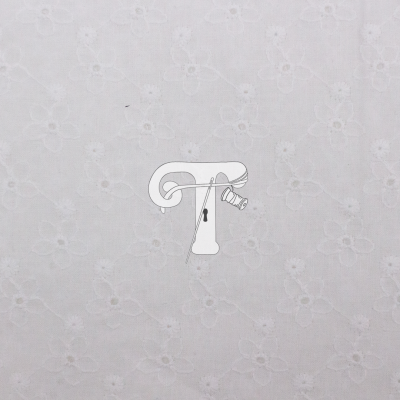 tecido branco de algodão com padrão floral bordado