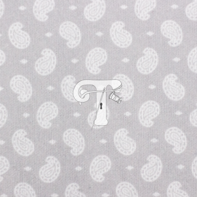 Tecido cinzento com padrão branco em forma de feijão