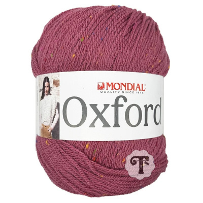 Novelo de lã roxa com etiqueta Oxford da Mondial