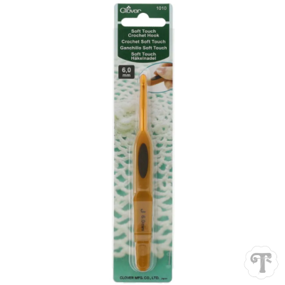 Gancho de crochet Soft Touch Clover 6,0 mm em embalagem verde
